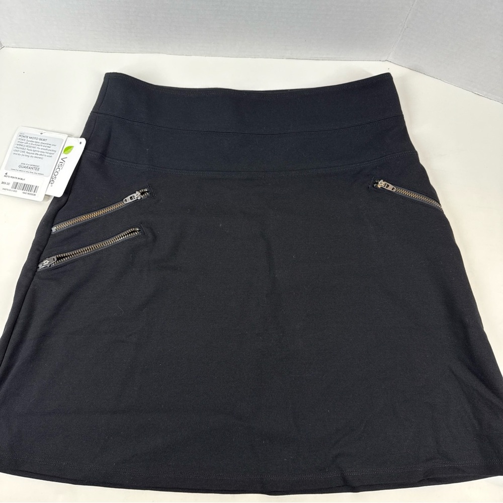 Athleta Skirt Black Mini Moto Ponte zippers NWT